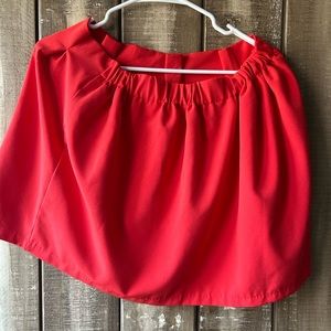 Deep pink/watermelon red color skirt w/elastic band in back w/liner (last pic).
